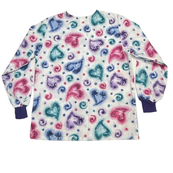 SPECTRUM Medical‎ Scrub Coat Jacket Women's Sizes S/M White Hearts Snap NEW - Picture 10 of 15